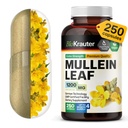 BIO KRAUTER Mullein Kapslid 1200 mg 250 Count - Pure Vegan Mullein Leaf Ekstrakt kopsudele - 125 päeva tarne - Kopsupuhastuse ja hingamise tugilisandid - Ei Täidiseid, Mitte-GMO