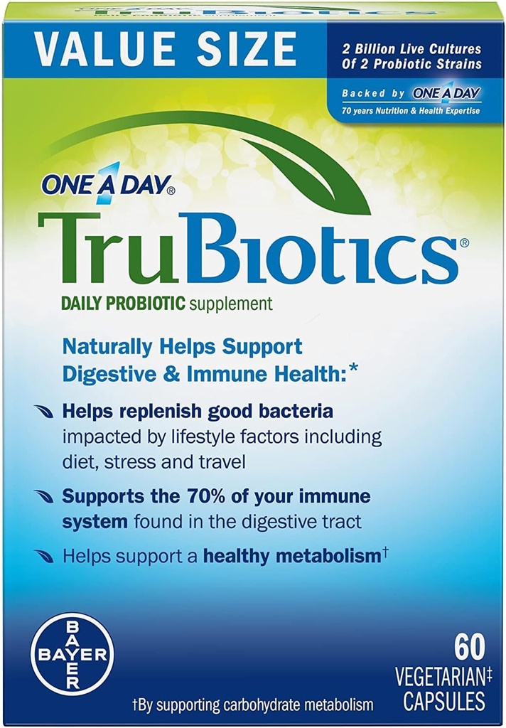 TruBiotics Daily Probiootikum, 60 kapslit - gluteenivaba, sojavaba seeditav + immuunsuse tervisetoetus meestele ja naistele