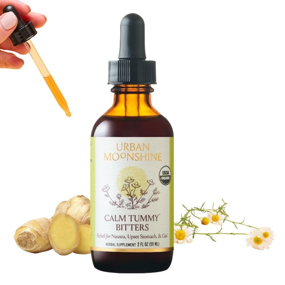Urban Moonshine Calm Tummy Bitters - Certified Organic - Relief Iiveldus & Upset Kõhupuhitus * - Soothes Digestion * - Seedehäired - Gluteenivaba Taimne täiendus - 2 Fl Oz