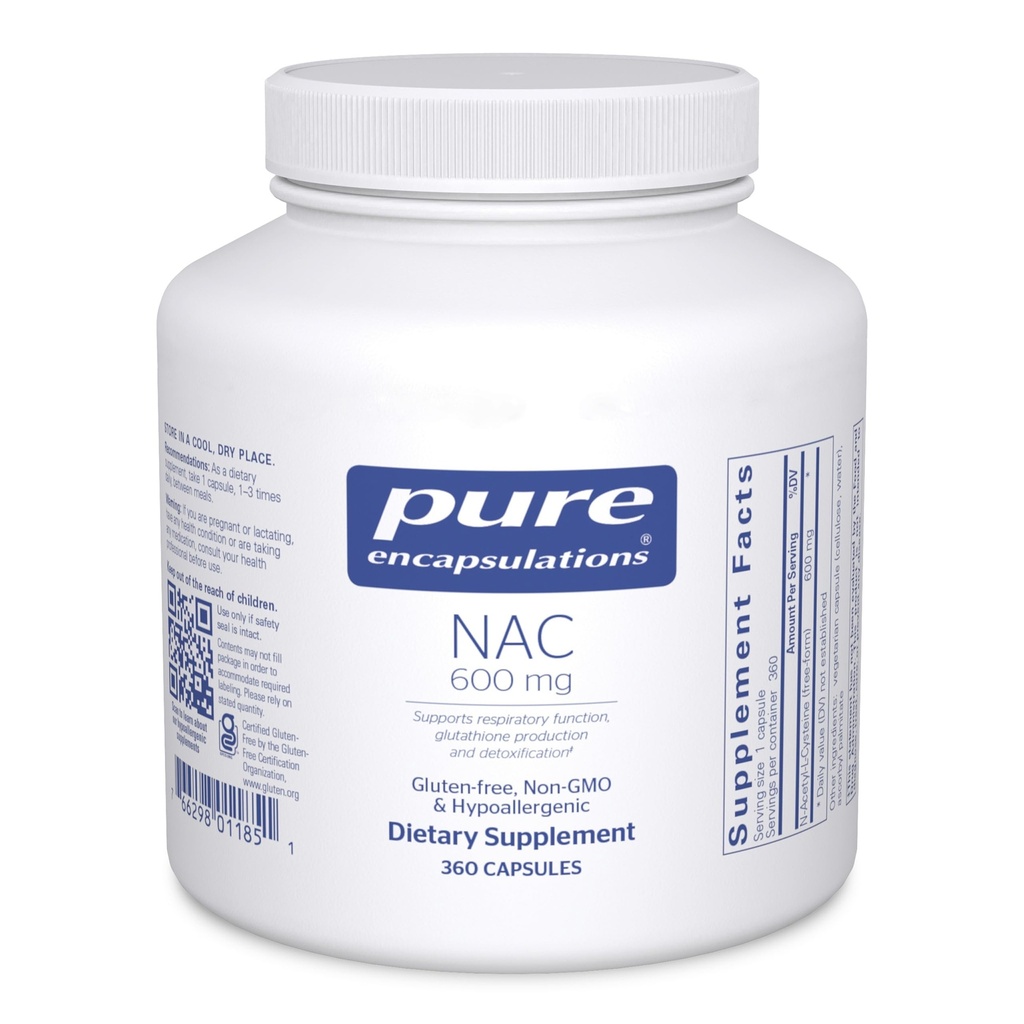 Puhtad kapslid NAC 600 mg - N-atsetüültsüsteiini NAC lisand kopsude tervise ja immuunsuse toetamiseks, maksatoetus ja antioksüdandid * - vabaformse N-atsetüül-L-tsüsteiiniga - 360 kapslit
