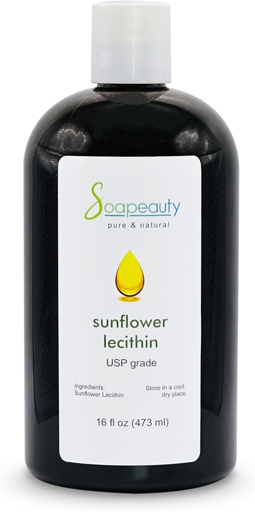 SUNFLOWER LECITHIN Vedel õli | Külm pressitud rafineerimata | USP Hinne Pleegitamata 100% puhas looduslik päevalille letsitiinõli | Naha niisutaja, seebivalmistamine, Lotion | 16 fl oz