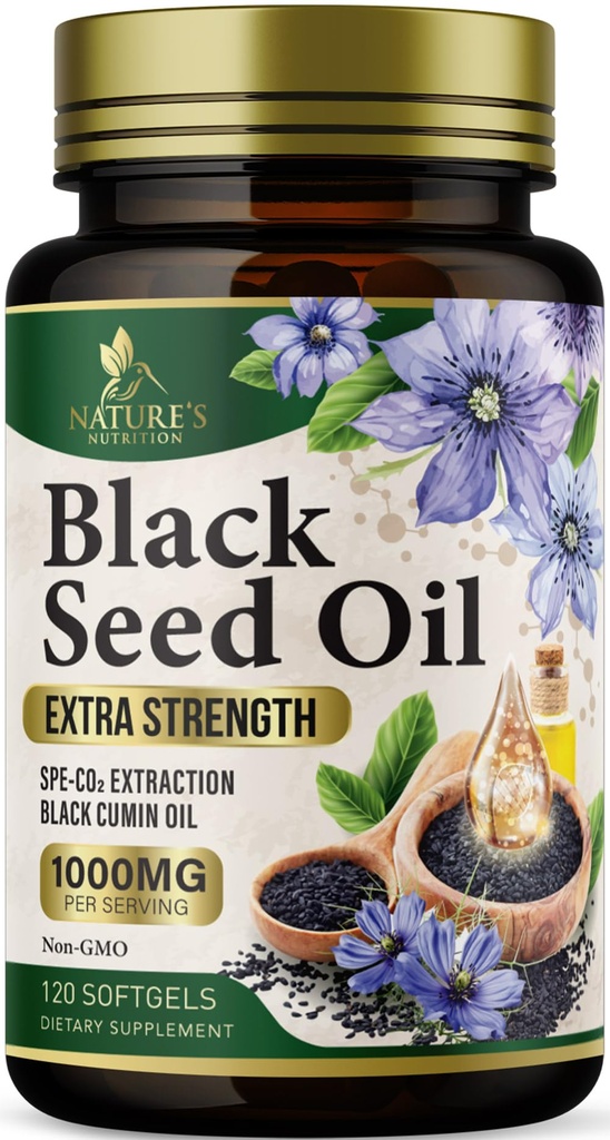 Black Seed Oil Softgels 1000mg - Premium Nigella Sativa Blackseed, Pure Natural Black Cumin Seed Oil & Antioksüdant Skin & Immune Support - Non GMO, Bottled in USA Supplement - 120 Softgels