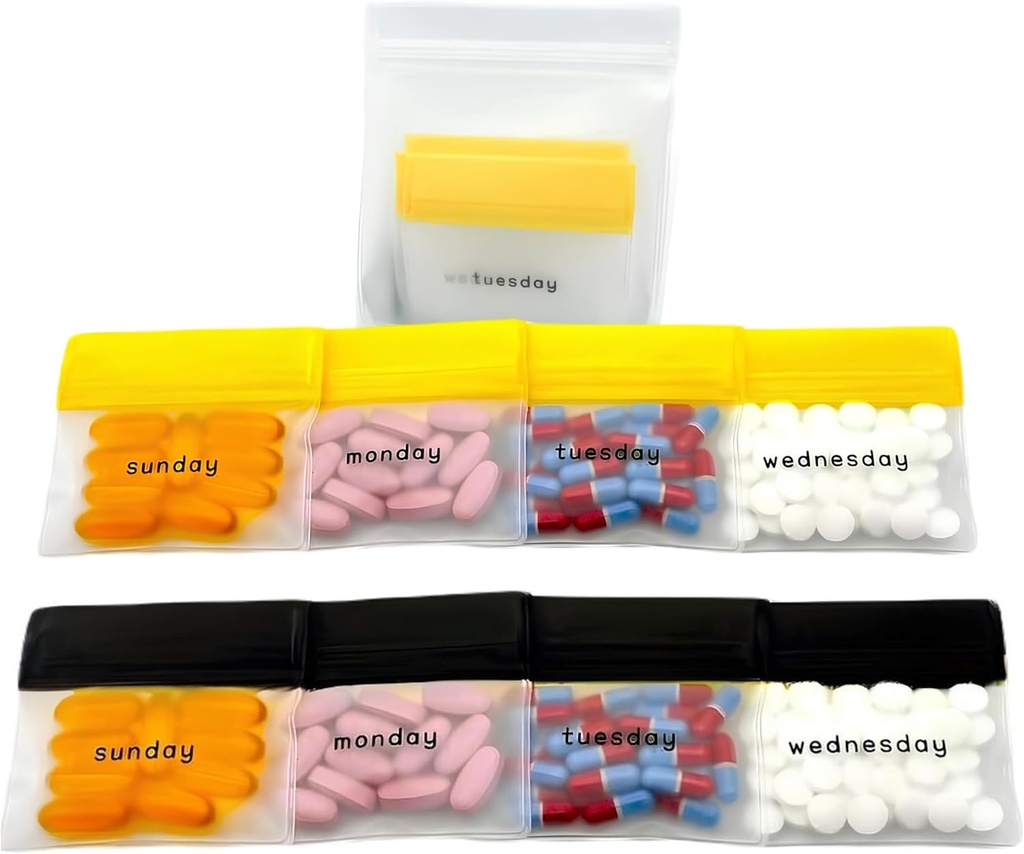 AM / PM Pill Pouch kotid reisimiseks 7-päevased, korduvkasutatavad pillid kotid päevade nädala sildid, suur võimsus vitamiine ja toidulisandeid, pillid, multi-otstarbeline meditsiini korraldaja (koos pillide lõikamine)