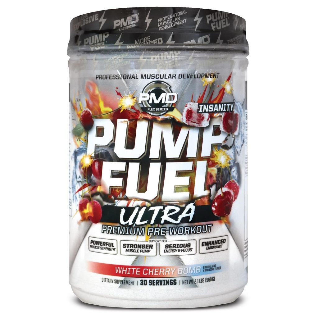 PMD Sport Pump Fuel Ultra Insanity - Premium Pre Workout Powder & Lihaspump, Greater Focus, Kestvus & Taastamine, Premium Kreatiin, Arginine & Beeta Alanine - Kirsipomm (30 Servings)