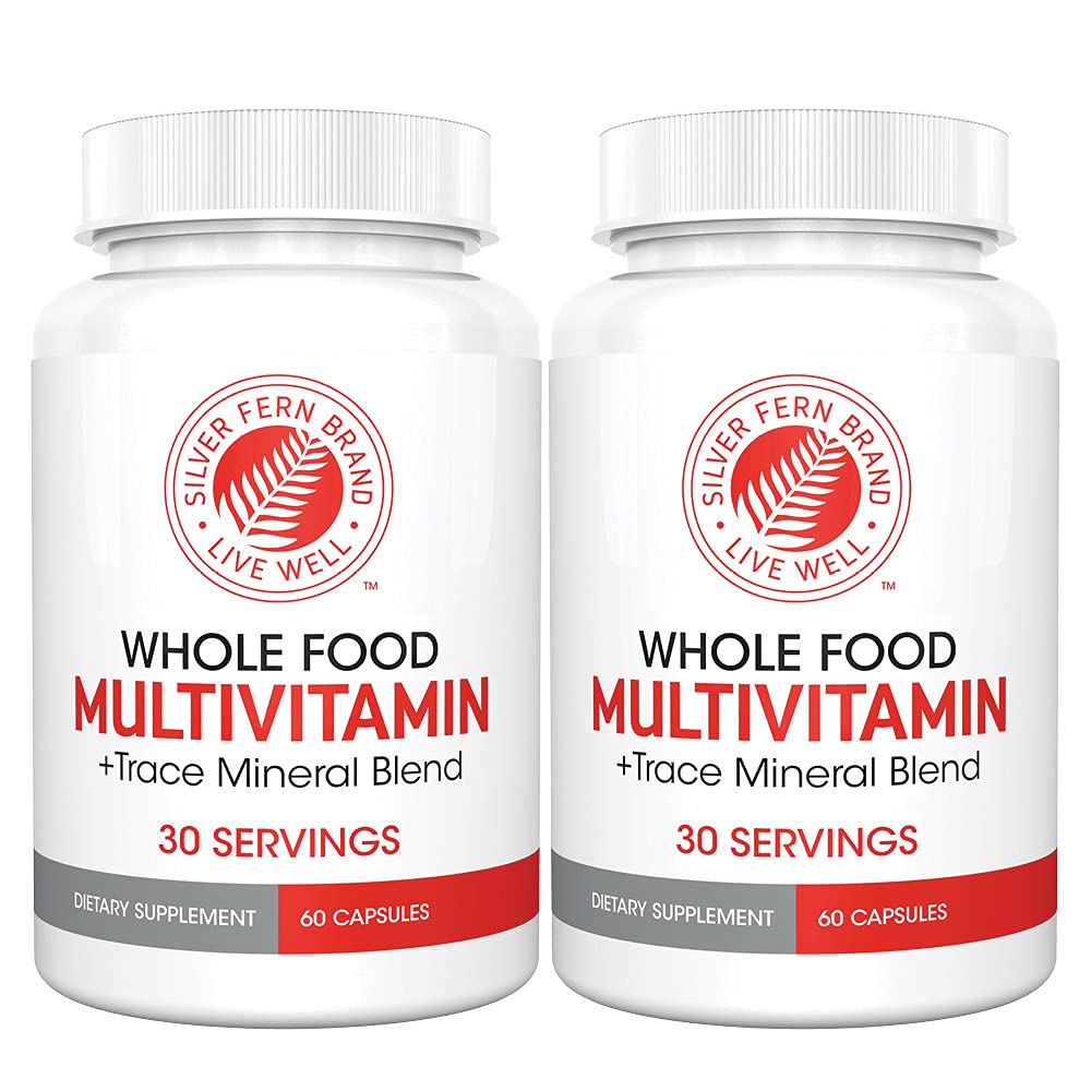 Hõbe Fern Terve toit Igapäevane Multivitamiin w / Trace Mineral Blend Supplement - 2 pudelit - 60 Vegicaps iga - 60 päeva pakkumine - looduslik, mitte-GMO, vegan, multivitamiin meestele ja naistele - null sünteetikumid