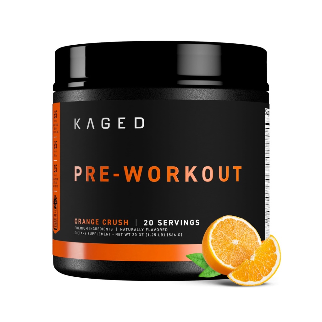 Kaged Original Pre Workout Powder | Orange Crush | Pre-workout koos kreatiini, beeta-alaniin, L-tsitrulliin, BCAAs | 274 mg orgaaniline kofeiin | Pre Supplements meestele ja naistele | 20 Servings
