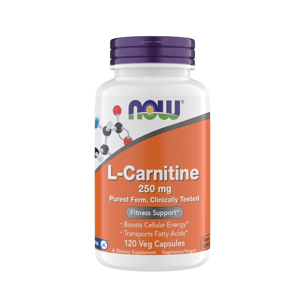 Nüüd täiendused, L-karnitiin 250 mg, puhas vorm *, Aminohape *, Fitness Support *, Metaboolne toetus 120 taimetoitlast kapslit, Gluteenivaba, Vegan, Kosher, Non-GMO