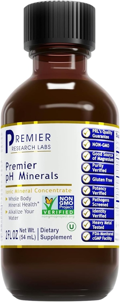 Premier Research Labs Premier pH mineraalid - jälgede mineraalid, mineraalide tilgad, mineraalid vee jaoks, magneesiumilisandid destilleeritud vee jaoks, pöördosmoosvesi, vedel kontsentraat - 2 fl oz