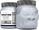Primaarne kreatiini monohüdraat Pulber (400 Grams) | Maitsestamata mikroniseeritud kreatiini lihaste arendamise täiendus enne treeningut ja taastumist | 5 g kreatiini monohüdraati serveerimise kohta