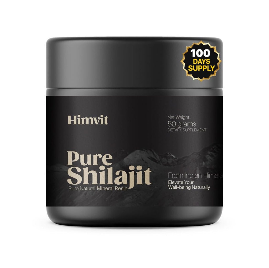 Puhas Himaalaja Orgaaniline Shilajit Vaik koos Lab Report Super kõrge potentsi meestele ja naistele Fulvic Acid & Trace Minerals Humic Acid Supplement Resin | Toetab Energiat, Metabolism & Immunity | 50 Grams