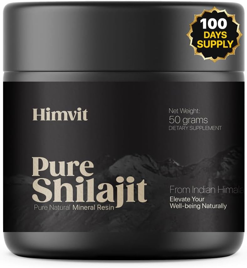Puhas Himaalaja Orgaaniline Shilajit Vaik koos Lab Report Super kõrge potentsi meestele ja naistele Fulvic Acid & Trace Minerals Humic Acid Supplement Resin | Toetab Energiat, Metabolism & Immunity | 50 Grams