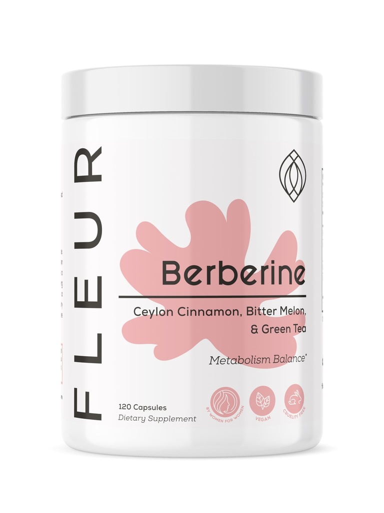 FLEUR Berberine HCL orgaaniline kaneel, Mõru melon ja roheline tee ekstrakt, toetab südame, seedetrakti ja immuunsüsteemi, Vitality Support meestele ja naistele, Non-GMO & Vegan, 120 kapslit