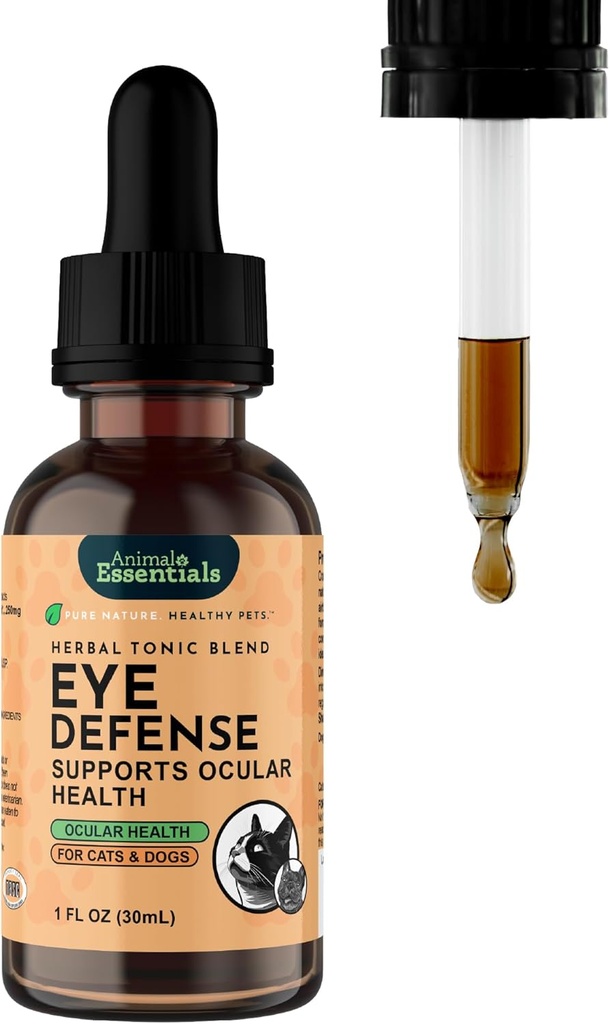 Animal Essentials Eye Defense Support for Dogs & Cats, 1 fl oz - Made in USA Organic Bilberry Calendula Taimne segu, alkoholivaba