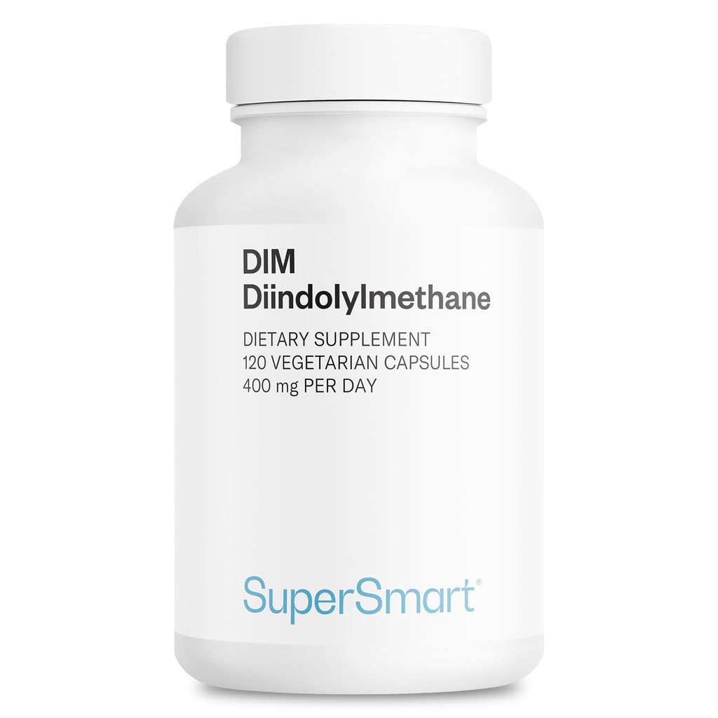 Supersmart - DIM-i lisand 400 mg päevas (diindolüülmetaan) - looduslik tasakaal meestele ja naistele | Mitte-GMO ja gluteenivaba - 120 taimekapslit