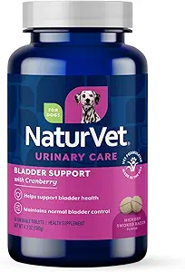 NaturVet - põietoetus koertele - Plus Cranberry | toetab tervislikku põie kontrolli ja normaalset urineerimist | 60 aeg vabastamist närimistabletid