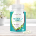 Vitamiin D3 50 000 RÜ 125mcg kapslid - 120 orgaanilist iganädalast toidulisandit, mitte-GMO gluteenivabad tabletid, tugevate luude, hammaste, immuunsuse tugi - valmistatud USA-s
