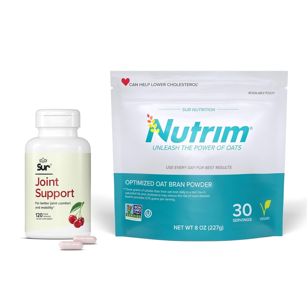 Sur Nutrim Oat Bran Pulber 750mg beeta-glükaan serveerimiseks ühine tugi FruiteX-B Tart Cherry kapslid Bundle