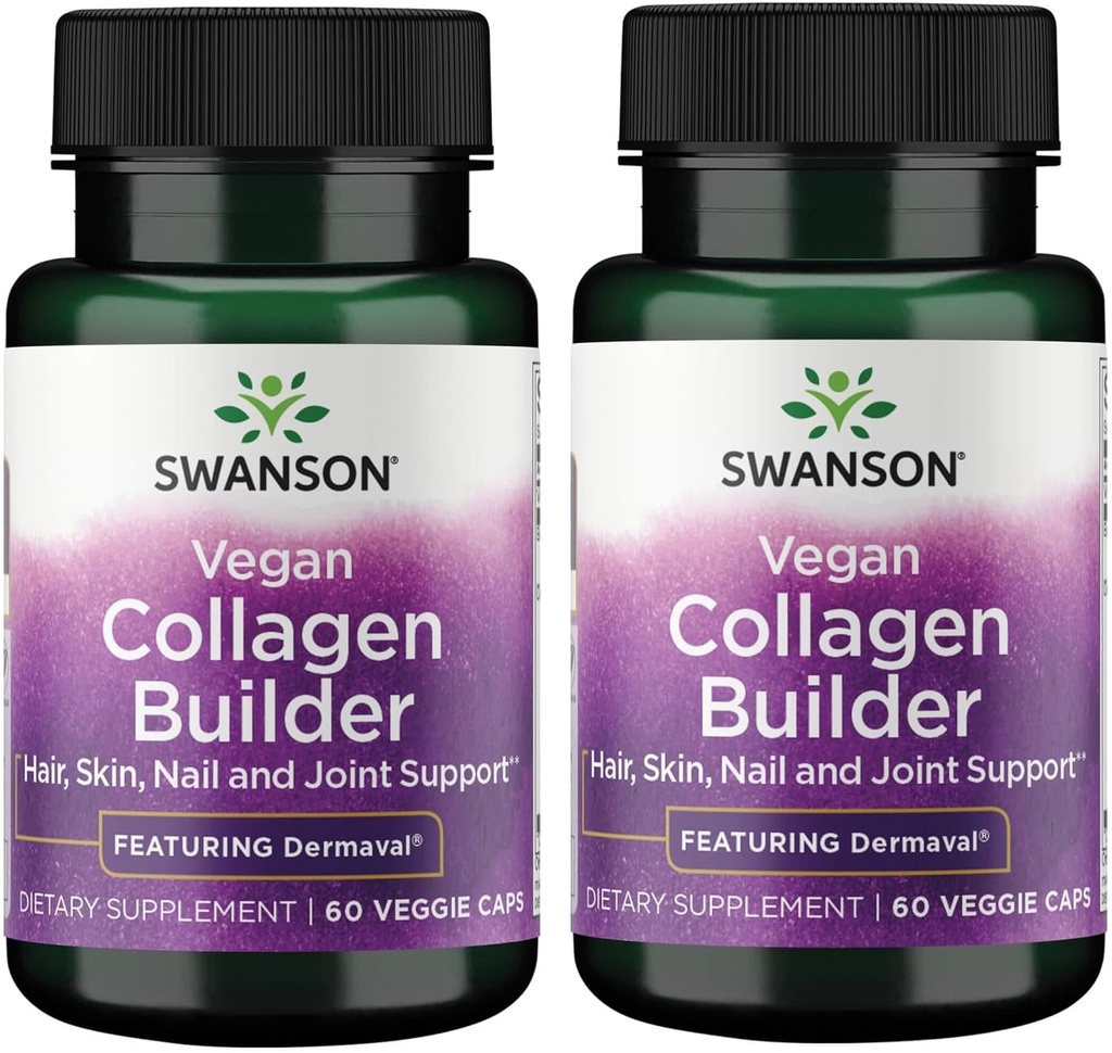 Swanson Vegan kollageeni ehitaja - Nahahooldus - juuksed, nahk, küünte tervis - 60 Veg Caps (2 Pack)