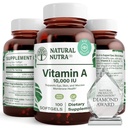 Natural Nutra Vitamiin A 10 000 RÜ Softgels - kõrge potentsi silma ja naha vitamiinid - Gluteenivaba Vitamiin A Täiendus nägemise ja naha tervise - Kala Maksaõli meestele ja naistele, Gluteenivaba 100 Softgels