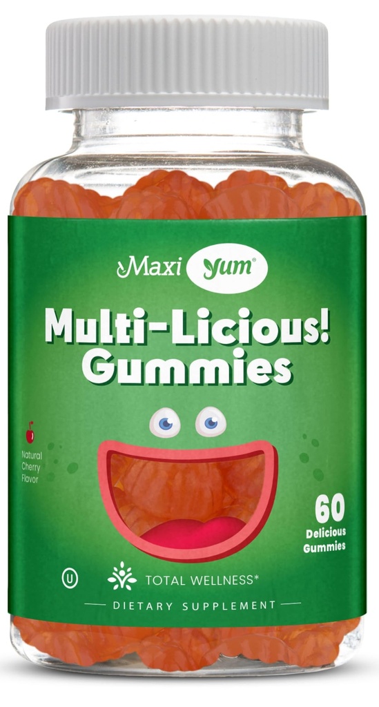 Maxi Health Multivitamiin Gummies Vitamiinid täiskasvanutele ja lastele - Kirss Maitsestatud Gummy Multivitamiinid - 60 Vitamiin Kummid naistele ja meestele - Daily Multi Vitamiin Naised ja mehed Multivitamiinid Kummid