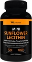 ML Naturals Mini Päevalilleletsitiini 1000 mg 120 Softgels, Lihtne neelata, toetab aju tervist. Mitte-GMO, NSF- sertifitseeritud & cGMP- ga vastavuses