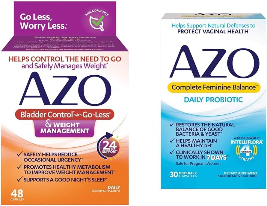 AZO põie kontroll Go-Less® & kehakaalu juhtimise toidulisandiga ja täielik naiselik tasakaal naiste igapäevased probiootikumid, kliiniliselt tõestatud, et aidata kaitsta