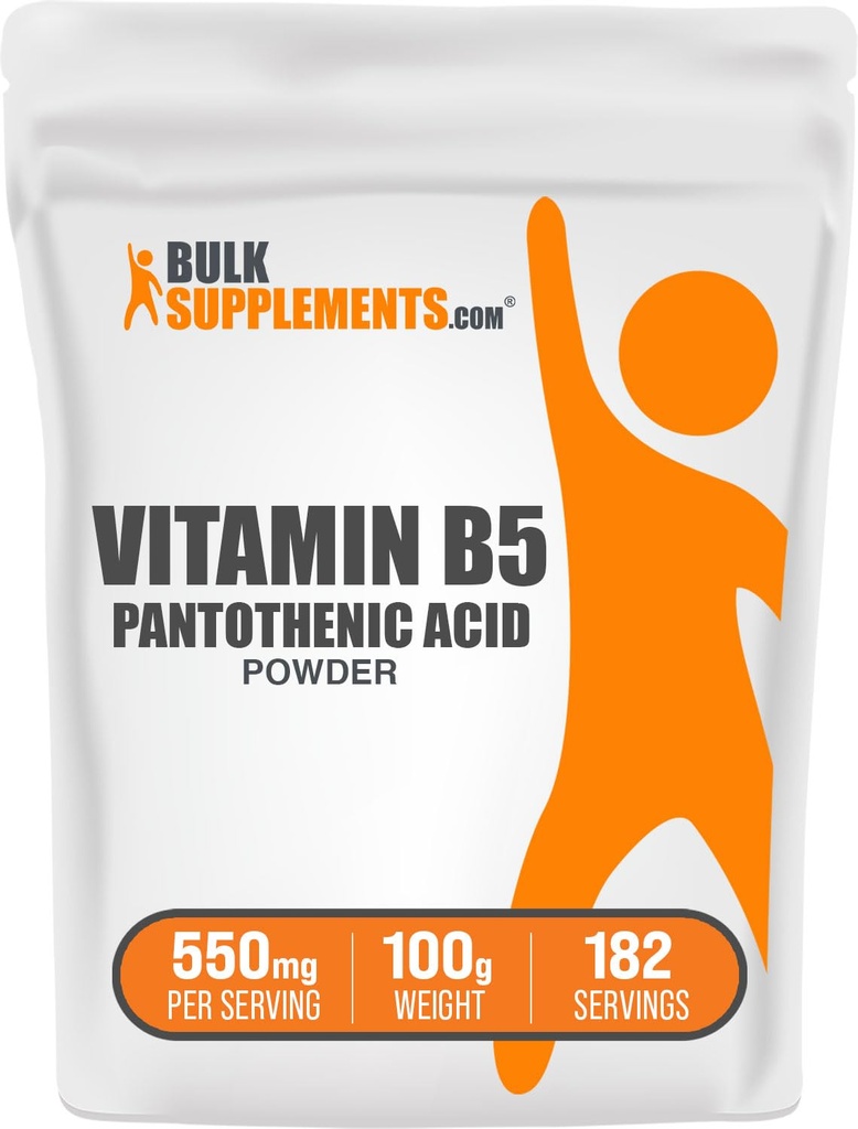 BulkSupplements.com Vitamiin B5 pulber - kaltsiumpantotenaat, B5 vitamiinid - gluteenivaba, 500mg B5-vitamiini pantoteenhapet serveerimise kohta, 100 g (3,5 oz) (pakk 1)