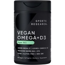Spordiuuringud Vegan Omega-3 vitamiin D3 Softgels - 1020mg Omega-3 ja 5000iu D3 täiendus - kalaõli alternatiiv D-vitamiini taimse toetusega vetikaõli - 60 Veggie Softgels täiskasvanutele