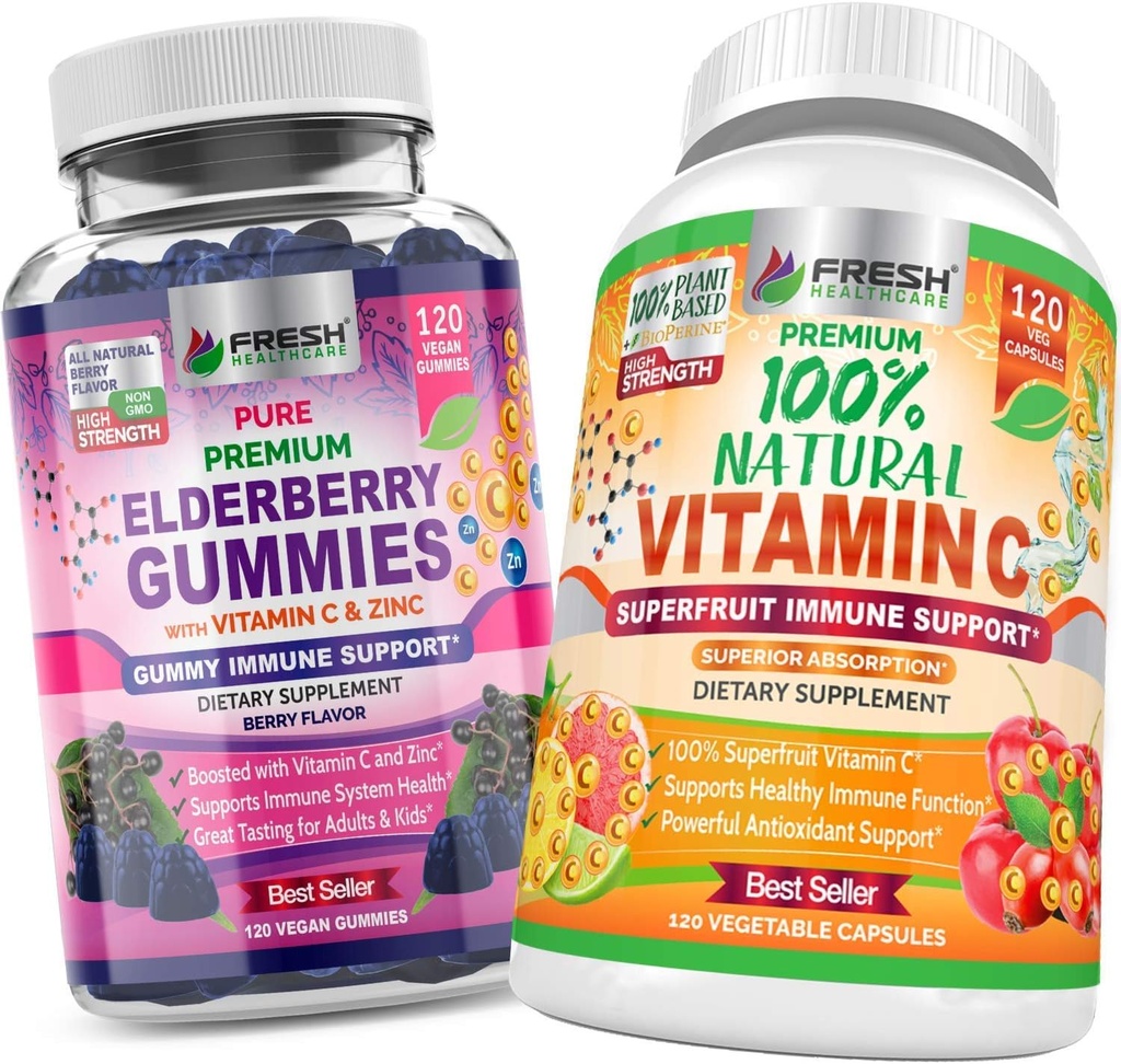 Elderberry Gummies ja looduslik C-vitamiin - Bund