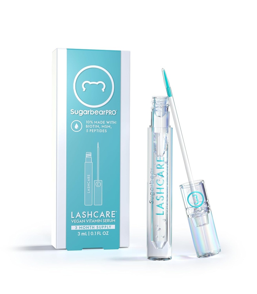 SugarbearPRO LashCare Vitamiiniseerum Peptiididega MSM ja Biotin | Vegan Formula | 3-kuuline varustamine täielikuma tervislikuma välimusega laseritega