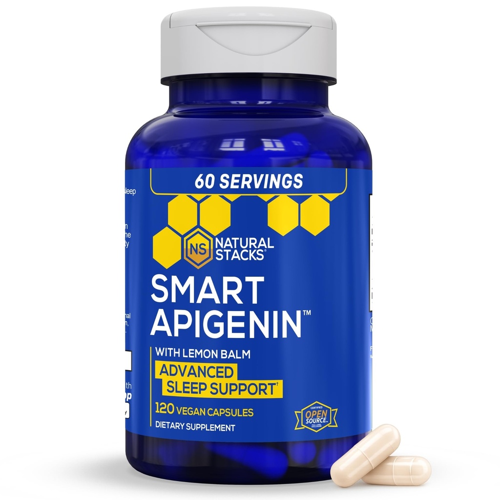 LOODUSLIKUD VARAD Apigeniini lisand unele - 50 mg apigeniini & 600mg Sidrun Balm - melatoniini tasuta uneabi - koos Passion Flower ekstrakt stressi toetamiseks * - 120 Sidrun Balm kapslid