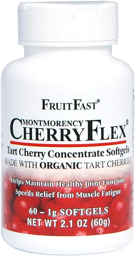 FruitFast CherryFlex 100% Red Tart Organic Cherry Concentrate Supplement - Chewable Softgel - 60 Count - Non-GMO and Gluten Free - Promotes Healthy Joint Function*