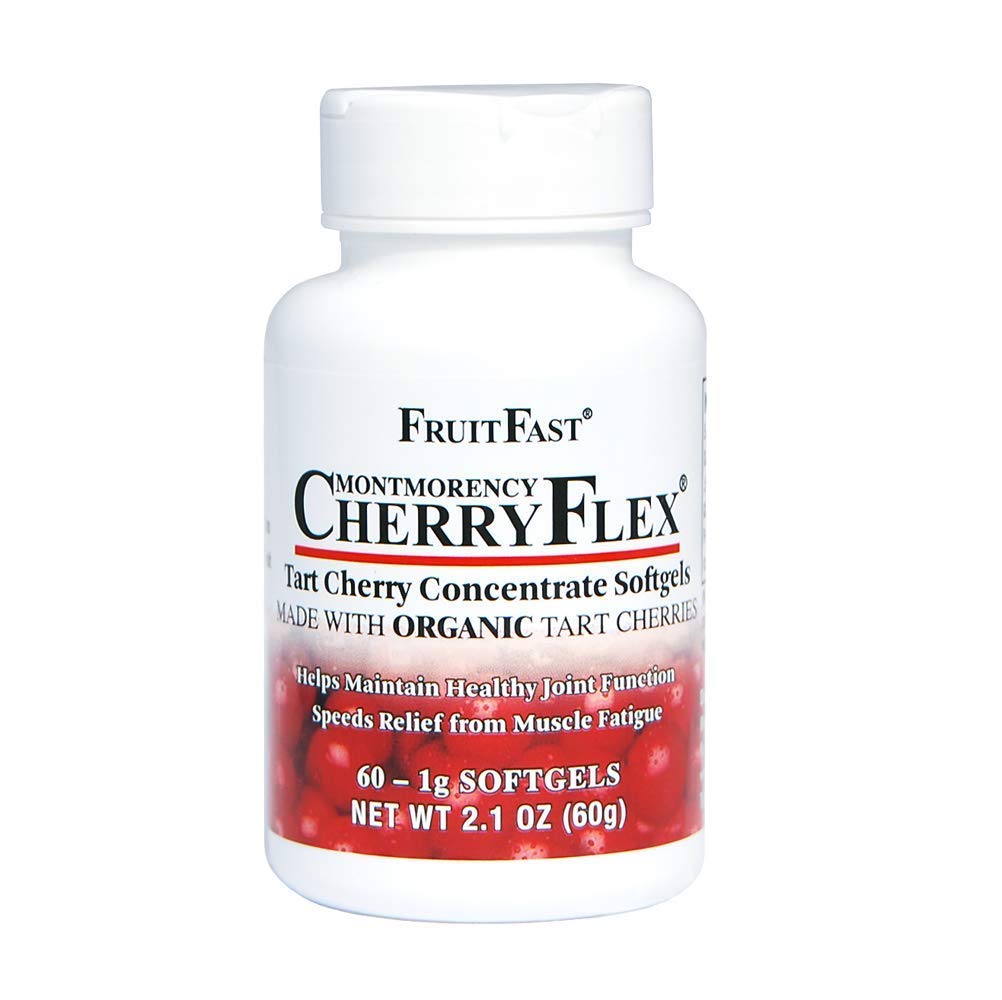 FruitFast CherryFlex 100% Red Tart Organic Cherry Concentrate Supplement - Näritav Softgel - 60 Count - Non-GMO ja Gluteenivaba - soodustab tervislikku liigese funktsiooni *
