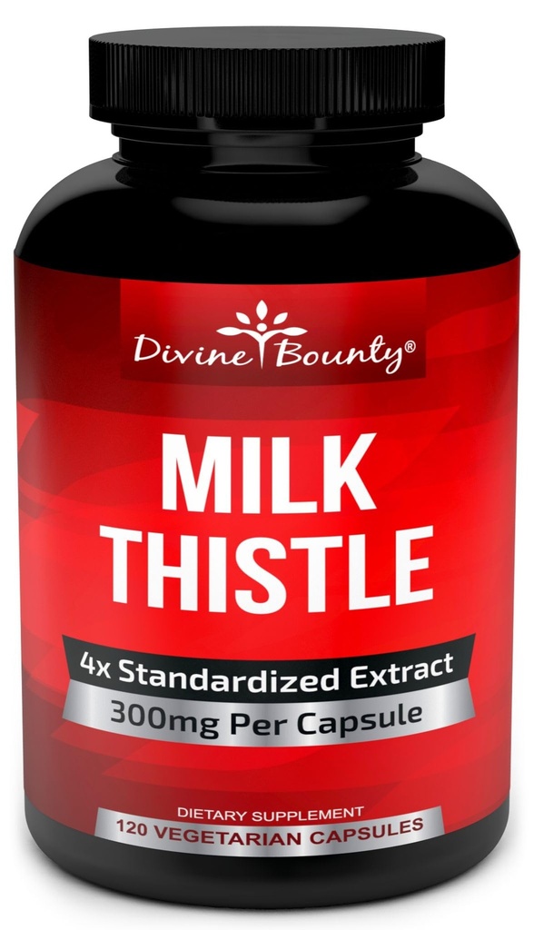 Divine Bounty Pure Piimaohaka kapslid täiendus - Potent 1200mg Piimaohakalisandiga 4X kontsentreeritud ekstraktiga (standardne) 120 taimset kapslit