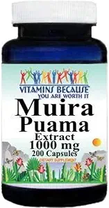 Vitamiinid, sest Muira Puama ekstrakt 1000mg meeste ja naiste toetuseks (200 ct)