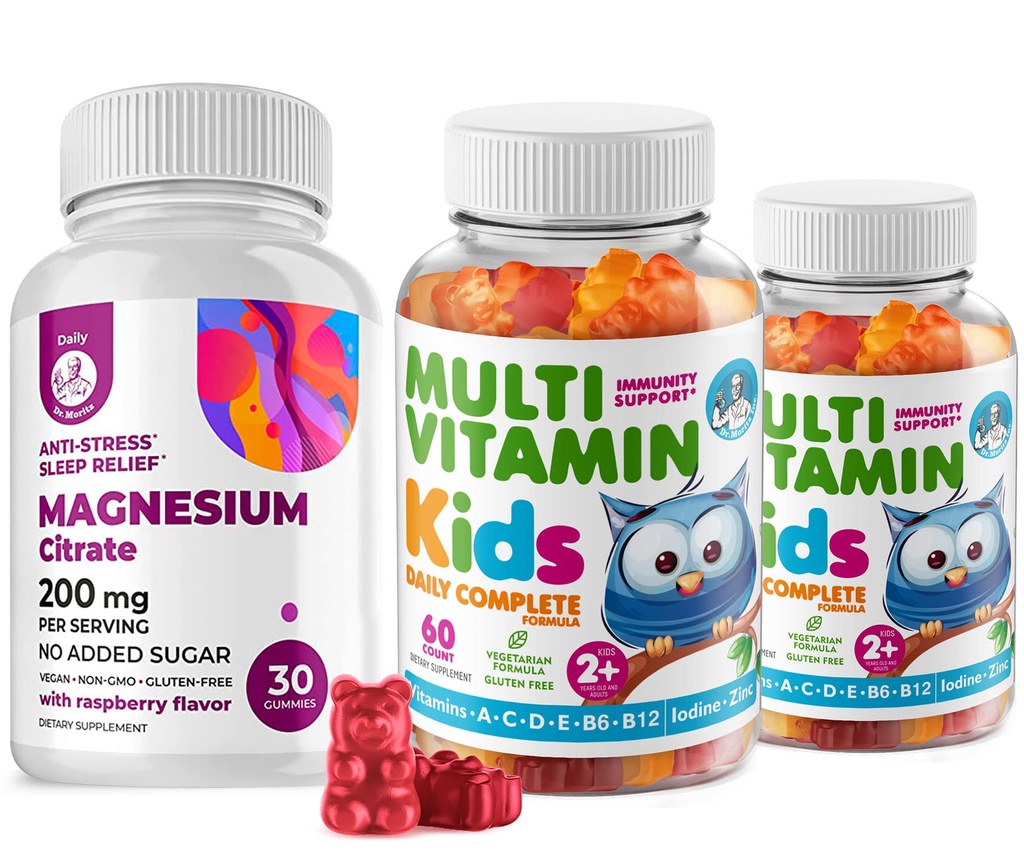 Lapsed Multivitamiin Gummies 14 olulised vitamiinid ja magneesiumkummid Suhkruvaba - igapäevane lisa A-vitamiin, C, D, E Taimetoitlane B6 & B12, tsink, biotiin suhkruvaba magneesiumiga pehmed närid lastele ja täiskasvanutele