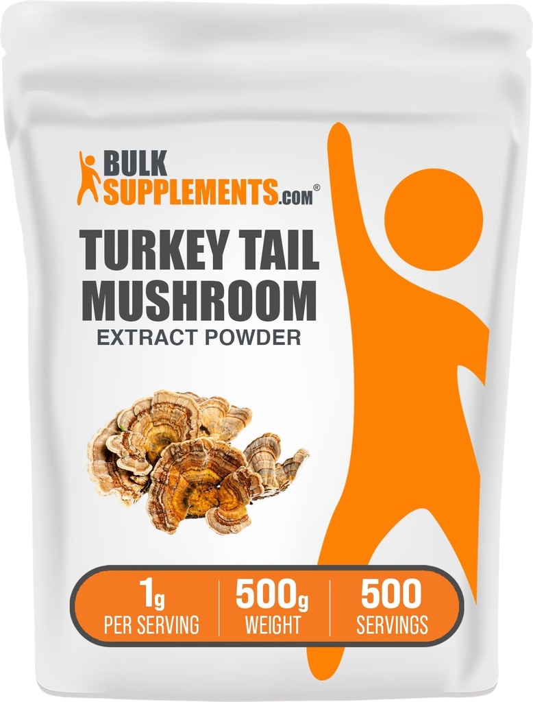 BulkSupplements.com Türgi saba Seeneekstrakti pulber - Coriolus Versicolor ekstrakt, Seenelisa - Vegan & Gluteenivaba, 1 g ühe serveerimise kohta, 500 g (1,1 naela) (pakk 1)