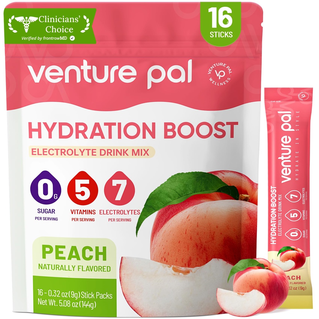 Venture Pal Sugar Free Electrolyte Powder Packets - Vedel Daily IV hüdratsioonipaketid | Elektrolüütide Joogi Segu 5 vitamiini ja 7 elektrolüüdiga | Keto Sõbralik | Mitte-GMO | Sertifitseeritud Vegan | 16 Pulgad