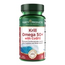 Krill Omega 50 Plus w/ CoQ10 puhast toodetest - 1300mg krillõli ja kalaõli segu - 100mg CoQ10 - 500mg looduslik astaksantiin - toetus liigestele, aju tervisele ja rohkem - 60 Mini Softgels