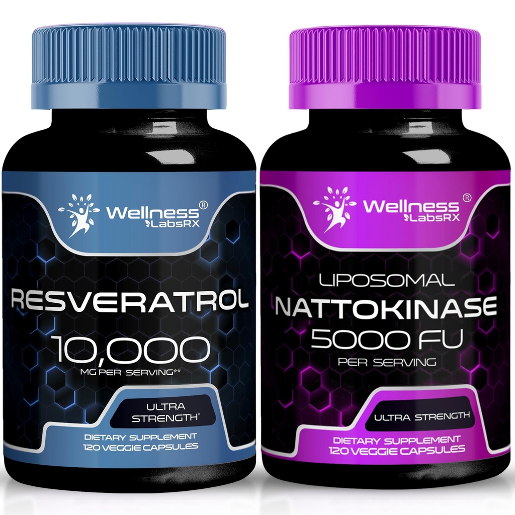 TÄIELIK LABSRX Resveratrooli kapslid 10000 mg - Nattokinaasi lisakapslid - 5000 FU