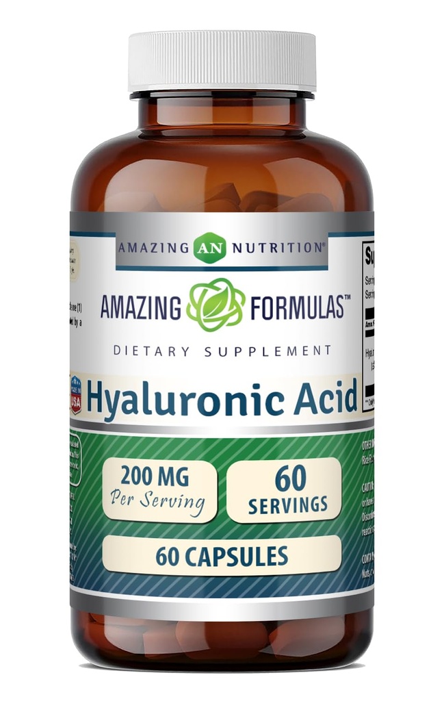 Hämmastav valemid Hüaluroonhape 200 Mg Serving Kapslite täiendus | Mitte-GMO | Gluteenivaba | Valmistatud USAs (60 loend)
