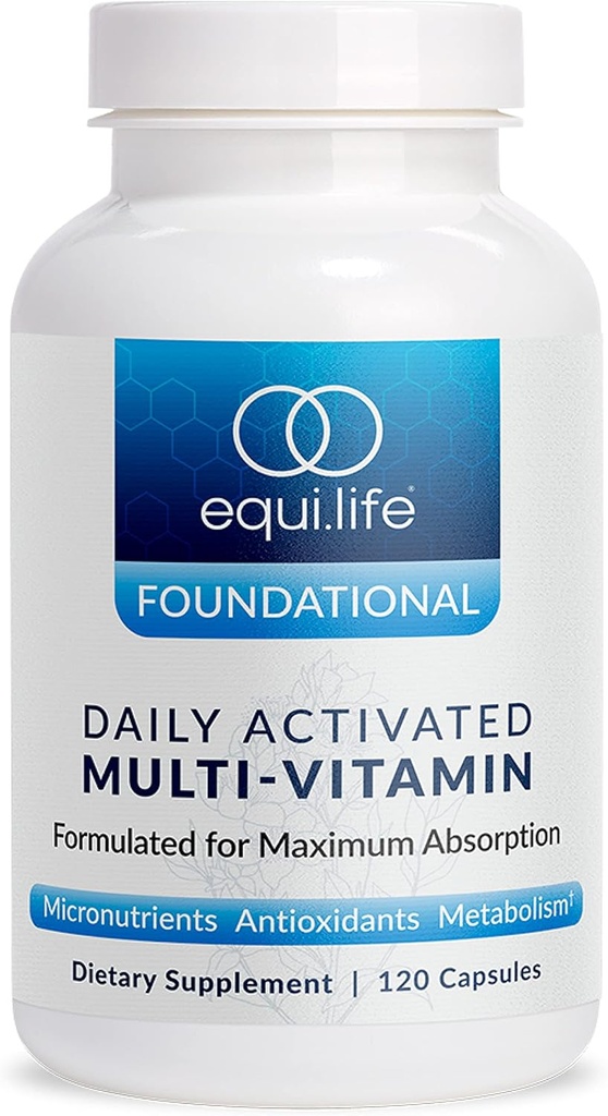 Equilife igapäevane aktiveeritud multivitamiin, 21 olulist toitainet B-kompleksiga, antioksüdantne valem üldise tervise jaoks, gluteenivaba, mitte-GMO, 120 kapslit