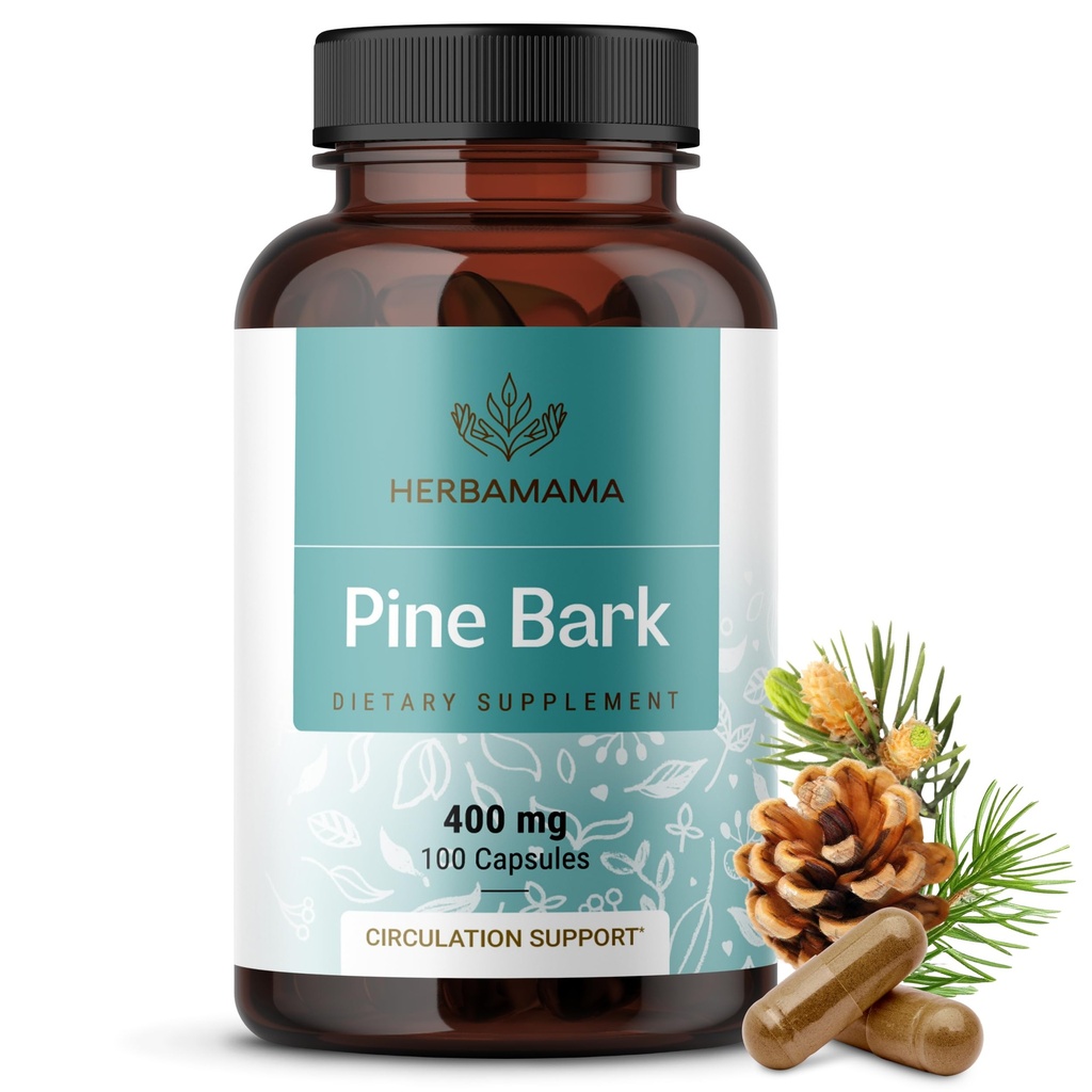 HERBAMA männikoore ekstraktkapslid - 400mg Prantsuse meremännikoore ekstrakti pulber antioksüdantide toetuseks - Vegan, mitte-GMO Pinus Pinaster Supplement