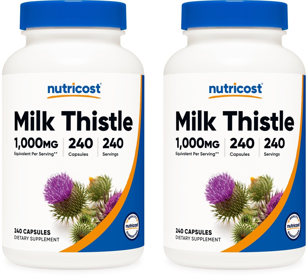 Nutricost Milk Thistle 1000mg ekvivalent, 240 kapslit (2 pakendit) - 250mg 4: 1 ekstrakt - Vegan, Non-GMO ja Gluteenivaba