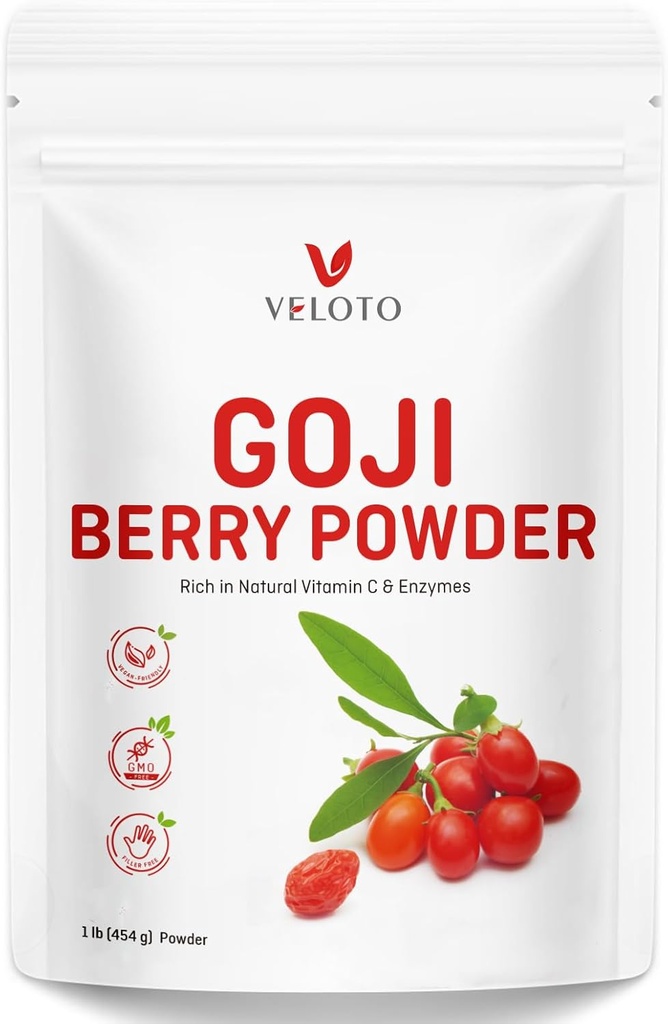 Goji Berry pulber, Wolfberry ekstrakt 10: 1 Puhas Goji Berry Taimeekstrakti pulber silmade tervise jaoks, looduslik C-vitamiini antioksüdant, mitte-GMO, gluteenivaba, sulfaadivaba, 1lb (16Oz)