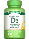 Looduse tõde Vitamiin D3 10000 IU Softgels | 300 Count | Extra Tugevus | Mitte-GMO & Gluteenivaba toidulisand