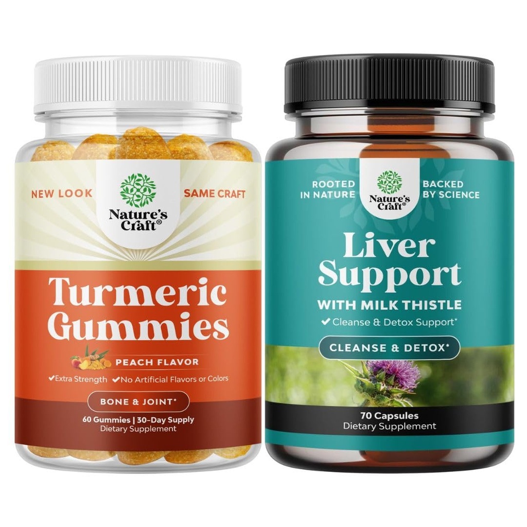 Turmeric Curcumin Immune Support Gummies and Maks Cleanse Detox & Repair Formula - ühine tugi ja täiustatud nahahooldus - piimaohakaga Dandelion Juur Turmeric ja artišoki ekstrakt