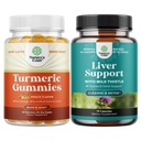 Turmeric Curcumin Immune Support Gummies and Maks Cleanse Detox & Repair Formula - ühine tugi ja täiustatud nahahooldus - piimaohakaga Dandelion Juur Turmeric ja artišoki ekstrakt