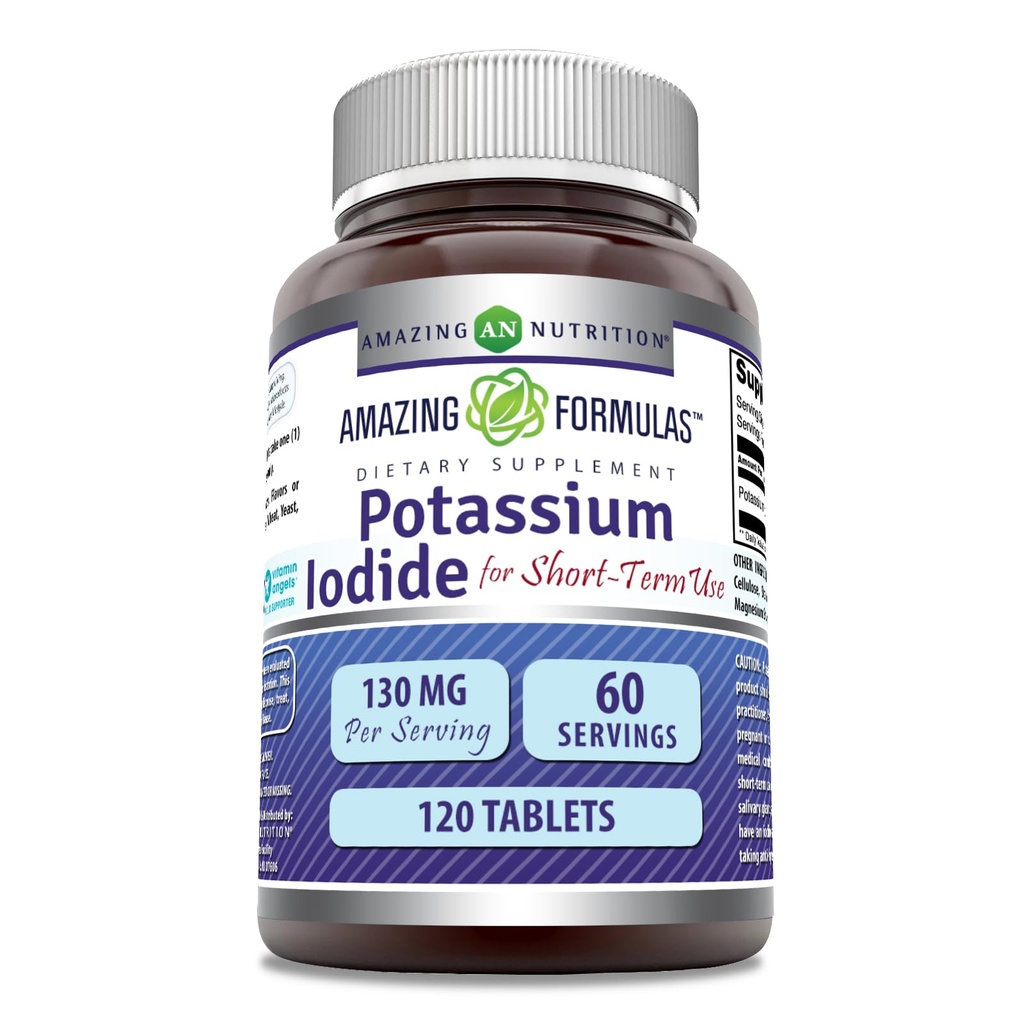 Hämmastav valem Kaaliumjodiidi lisand | 130 Mg | 120 tabletti | Mitte-GMO | Gluteenivaba | Valmistatud USAs