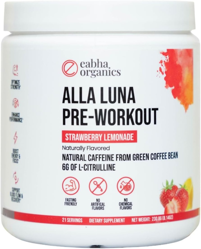 Alla Luna Pre-Workout - Maasikas Lemonade - et toetada energiat, fookust ja vastupidavust - suurendada verevoolu parema pumba jaoks - 21-päevane pakkumine - 1 Scoop Serveri kohta